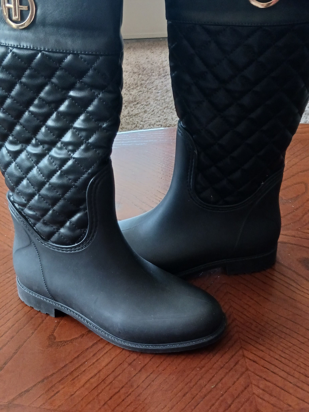 Henry Ferrera Quilted Black Tall Rain Boots
